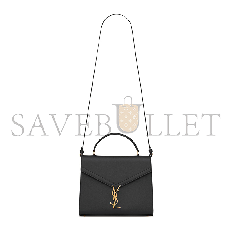 YSL CASSANDRA MEDIUM TOP HANDLE BAG IN GRAIN DE POUDRE EMBOSSED LEATHER 623931BOW0W1000 (24.5*20*11.5cm)