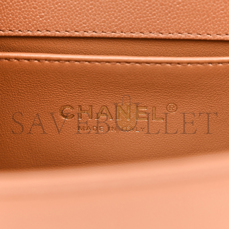 CHANEL CAVIAR CHEVRON MEDIUM QUILTED BOY FLAP BROWN A67086 (25*15*6cm)