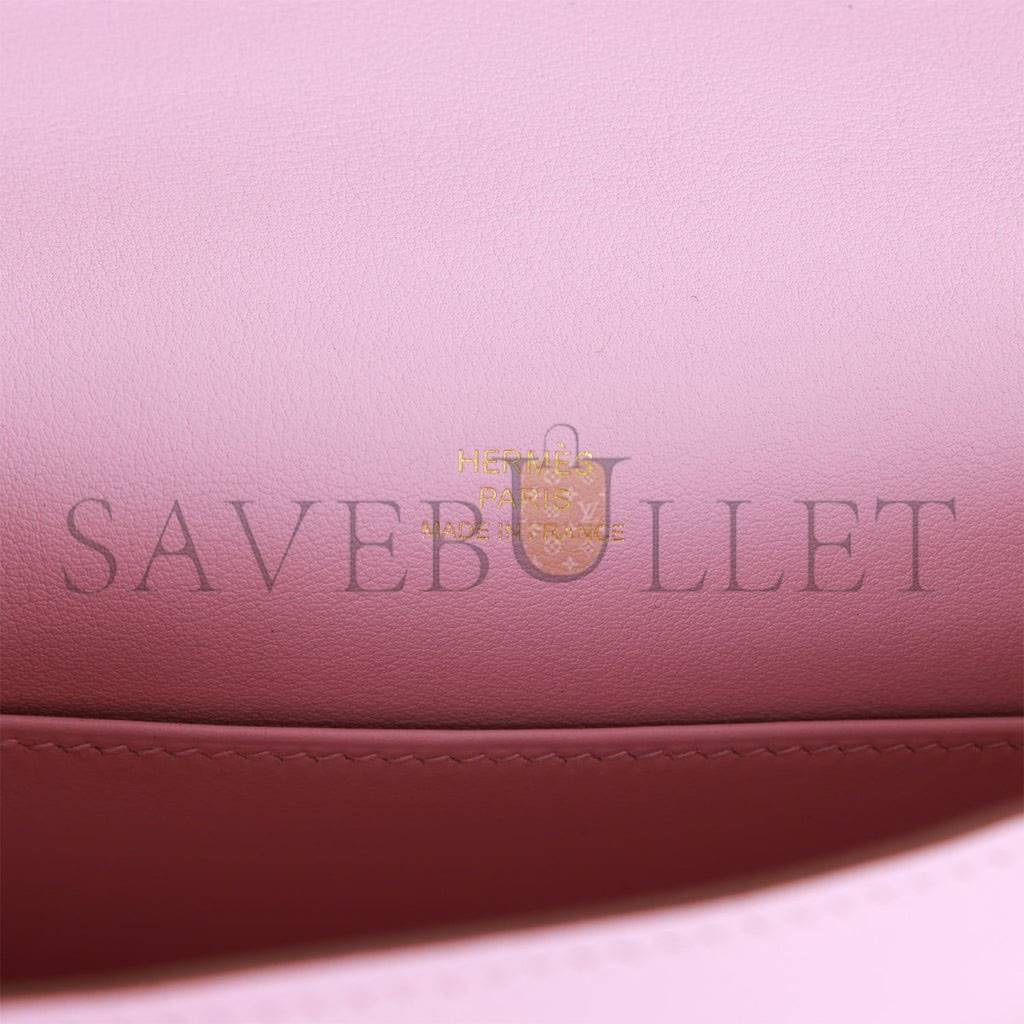 HERMES KELLY POCHETTE MAUVE SYLVESTRE SWIFT ROSE GOLD HARDWARE  (22*12*13cm)