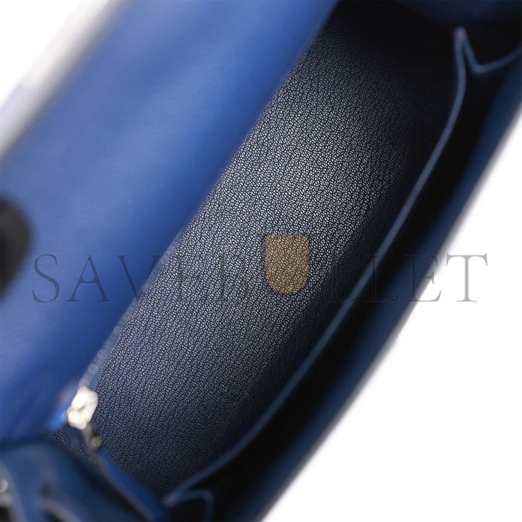 HERMES KELLY SELLIER 25 BLEU SAPHIR EPSOM PALLADIUM HARDWARE   (25*17*7cm)