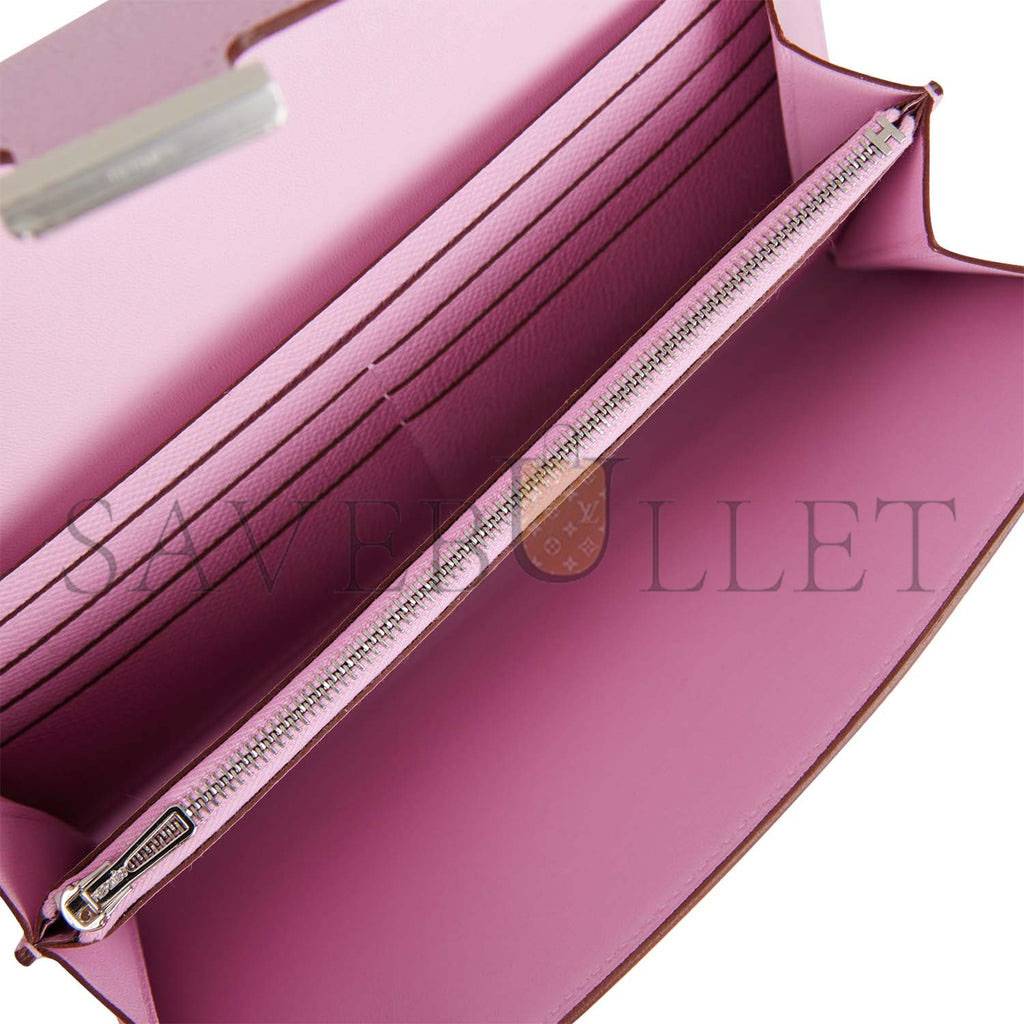 HERMES CONSTANCE WALLET TO GO MAUVE SYLVESTRE EPSOM PALLADIUM HARDWARE (22*11cm)